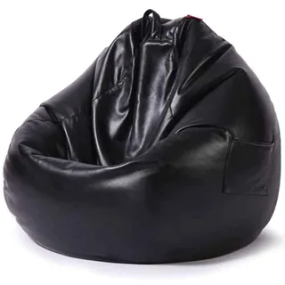 DTLEO Klassischer Sitzsack aus Kunstleder, Naturleder, für den Innen- und Außenbereich, für Wohnzimmer, Schlafzimmer, Garten (ohne Füllung),Schwarz,XL