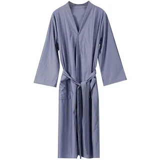 Morgenmantel Damen Lang, Leicht Musselin Baumwolle Hausmantel Reisebademantel Waffelpique Lang Hauskleid Sauna Bademäntel Bademantel Sommer Flauschig Frottee Morgenmantel