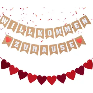 Xietaea Willkommen Zuhause Girlande Deko - Welcome Home Baby Deko Set Herzlich Willkommen Zurück Banner Dekoration für Einweihungsparty, Neugeborene, Baby Junge und Mädchen, Rückkehr Familienfeiern