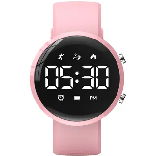 Focwony Digitale Fitness-Tracker-Uhr für Kinder, wasserdichte Armbanduhr mit Schrittzähler/Distanz/Kalorien/Stoppuhr/Wecker, tolles Jungen, Mädchen, Kinder und Teenager (Rosa)