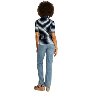 Tommy Hilfiger Damen Poloshirt Kurzarm Regular Fit, Mehrfarbig (Dark Night Navy/Ecru STP), M