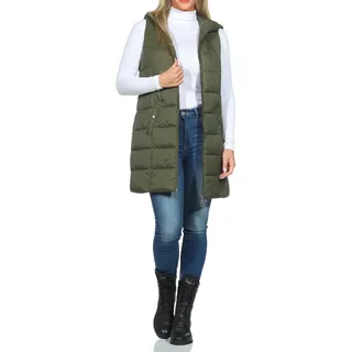 JACQUELINE de YONG JDY Damen 3/4-lange Steppweste mit Kapuze JDYZulu Long Hood Waistcoat 15305665 Winter Moss M - M