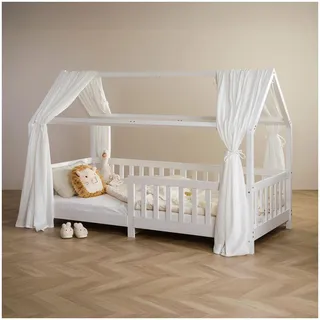Idimex Baldachin Hausbett-Himmel Musselin NENA 2er Set – Weiss