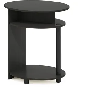 Furinno JAYA Ovaler Beistelltisch mit moderen Design, holz, Walnuss/Schwarz, 39.37 x 39.37 x 49.02 cm