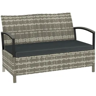 Gartenbank mit Stauraum 2-Sitzer Sitzbank mit Kissen Haltegriffen 125L Poly Rattan 123 x 70 x 82 cm Dunkelgrau - Dunkelgrau