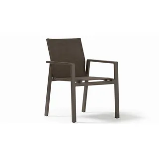 Moderner Gartenstuhl Braun Metall Textilene Stapelstuhl Terrasse