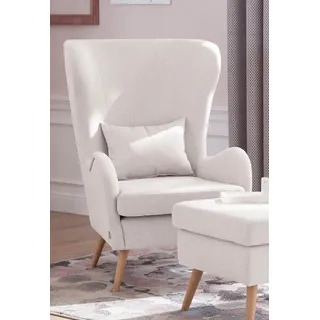 OTTO home Sessel Salla auch in Fellimitat und Feincord, viele Bezugsarten, Ohrensessel, wahlweise mit oder ohne Hocker; großer Sessel: Maße B/T/H: 78/94/118cm beige