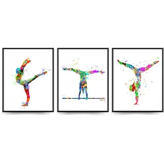 Linilioart Gymnastik-Wandkunstdruck, 3er-Set, Gymnastik-Poster, Foto, Gymnastik, Wanddekoration für Mädchenzimmer, ungerahmt (50 x 70 cm)