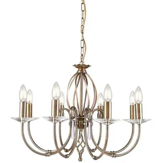 Licht-Erlebnisse Kronleuchter CANDELA, ohne Leuchtmittel, Lüster Messing E14 Metall Klassisch Hängeleuchte Esstisch Esszimmer goldfarben