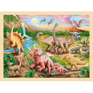 Einlegepuzzle Dinowanderung Aus Holz