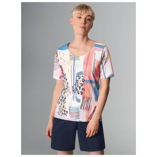Schlafanzug TRIGEMA "TRIGEMA Kurzer mit abstraktem Allover-Print" Gr. XXXL, weiß Damen Homewear-Sets Pyjamas
