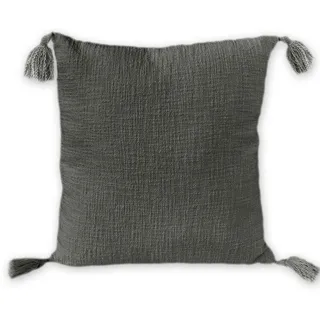nielsen HOME Kissenbezug Zoe, 45x45 cm, Dunkelgrau (Anthrazit), Baumwolle, Quasten, Bommel, Dekokissen mit grober griffiger Haptik, Zierkissen, Sofakissen, dekorativ und elegant