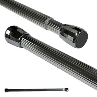 Winkelstange Duschvorhang Stange Weiß Anthrazit Silber Schwarz Bad Stange Winkel, U und L-Form (I-Form 110-200cm, Silber glänzend)