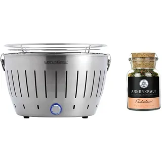 LotusGrill Classic G340 (Edelstahl) Tischgrill raucharm + Ankerkraut-Gewürz Set