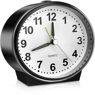 Ankilo Wecker Analog, Leise Ohne Ticken Wecker mit Lauter Alarm, Schlummerfunktion, Nachtlichtfunktion, Batteriebetrieben, Tragbarer Wecker für Reisen, Schlafzimmer, Büro