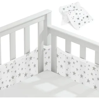 Babybettumrandung, Babybettumrandung Mit 4 Stoßdämpfenden Seiten, Atmungsaktive Bettumrandung Mit 3d-netzfutter Für Luftzirkulation, Für Neugeborene, Jungen Und Mädchen (stern)