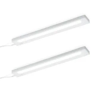 TRIO Leuchten LED Unterbauleuchte, 230V Direktanschluss, LED fest integriert, Warmweiß, 2er SET Unterbau-Leisten Küchenbeleuchtung, Unterbaulichter Küche 55cm weiß