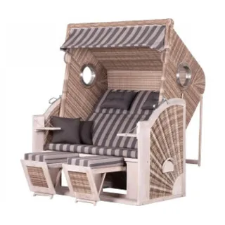 deVries Pure Cliff XXL Sun PE Teak/Grau inkl. Klapptisch/Fußstützen/Bullauge