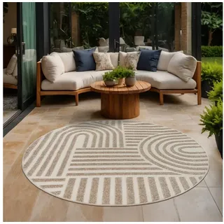 Sanat Teppich Berlin, rund, Höhe: 6 mm, In -und Outdoor geeignet, Außenbereich,Terasse, Balkon, modern beige Ø 120 cm x 6 mm