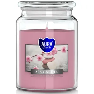 Große Duftkerze im Glas mit Deckel, Duft:SPA Garten