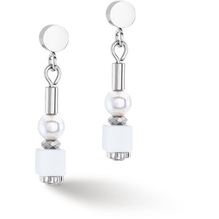 Coeur de Lion 4356/21-1417 Damen-Ohrringe Mini Cubes & Pearls Mix Silber-Weiß