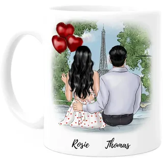 Tassenliebling® Personalisierte Pärchen Tasse mit Namen und Spruch lustig zum selbst gestalten - Personalisiertes Geschenk für Paare mit romantischem Motiv - perfekt zum Jahrestag