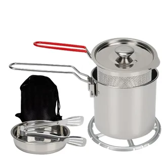 Lanmijia Mini Fritteuse | 7-tlg. Edelstahl Für Die Arbeitsplatte - 1,2 Liter Kleine Fritteuse Mit Korb,für Haushalt Camping Picknick Partys Zubereitung von Fisch Hähnchen