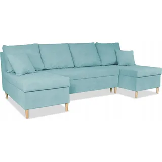 Family Meble Ecksofa Wigo Big Schlafsofa Freistehendes Ausklappbares Loungesofa Bequemes Ecksofa zum Entspannen Für Wohnzimmer Schlafzimmer Türkis - Türkis