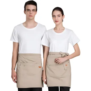 TopTie Khaki Vorbinder Schürze Unisex Taillenschürze Kurze Schürze mit 2 Taschen