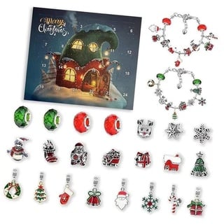 DIY 24 Tage Weihnachts-Countdown-Kalender-Armbänder-Set, 2022 Adventskalender, DIY Halskette Weihnachten Geschenk, Weihnachten Countdown Kalender Schmuck