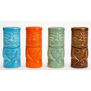 Geschenkestadl Cocktailglas 4 Stück Tiki Cocktail Becher uni 350ml/16cm Trinkglas Bar Deko, 4-tlg.