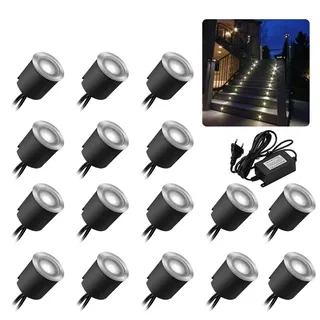 Arotelicht 16er Set LED Einbaustrahler led Einbauleuchte Bodeneinbauleuchte Lampe, IP67 wasserdicht 0,6W Ø32mm innen aussen Terrasse Küche Garten Dekolicht 4000K, weiss, 12V