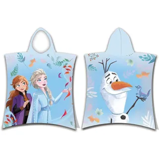 Disney Kinder Bade-Poncho mit Kapuze, Anna, Elsa und Olaf, Herbst, Blätter, Magie und Zauber, 50 x 115 cm 100% Baumwolle - 50 x 115 cm