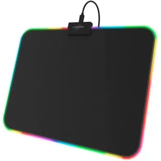 uRage Gaming Mauspad Rag Illuminated (Speed, Medium, LED, 35 x 0,3 x 26 cm, Naturkautschuk, Stoff, Gaming-Pad) schwarz/blau/türkis/violett/grün/gelb/rot/pink