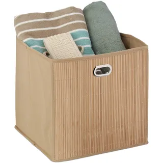 Relaxdays Aufbewahrungskorb Bambus quadratisch faltbar 31 x 31 x 31 cm beige