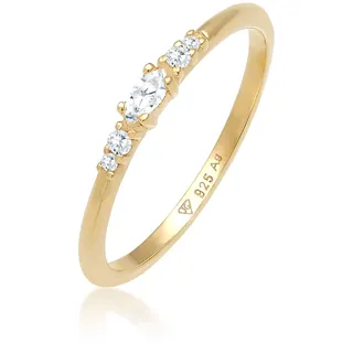 Elli Verlobungsring Zirkonia Marquise Elegant 925 Silber Gold Gr. 58