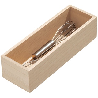 iDesign Schubladeneinsatz für die Küche, Besteckkasten aus Paulownia-Holz für die Küchenschublade oder den Schrank, Schubladen Organizer für Besteck, beige, 25.4x8.5x6.9cm