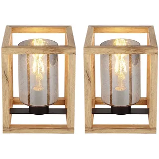 GLOBO Tischlampe Rauchglas Schwarz 2 St.