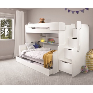 Möbel-Zeit Etagenbett Etagenbett HARRY mit Stauraum-Treppe