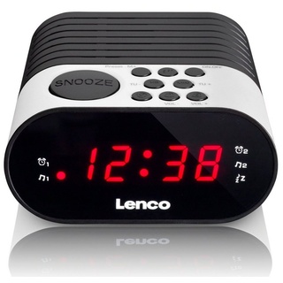 Lenco Radiowecker CR-07 FM-Tuner, LED-Zeitanzeige, Batterie-Backup, Doppelalarm, 3 -Farben schwarz|weiß