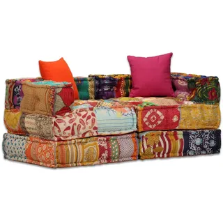 vidaXL Pouf 2-Sitzer Modular  Patchwork