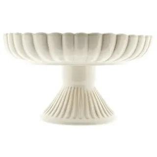 Almina Servierschale Bloomy Servierschale ø24 cm, mit Fuß & floraler Struktur, Porzellan, (1-tlg) weiß