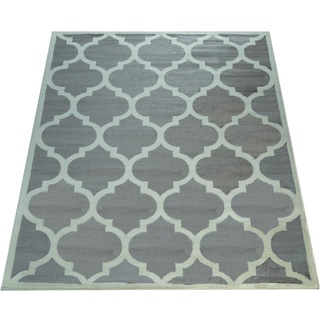 Paco Home Designer Teppich Marokkanisches Muster Kurzflorteppich Modern Trend Grau Weiß, Grösse:120x170 cm