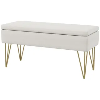 furnicato Polsterbank Bettbank mit Stauraum, Polsterung, 100x40x49 cm, Creme (1-St) weiß