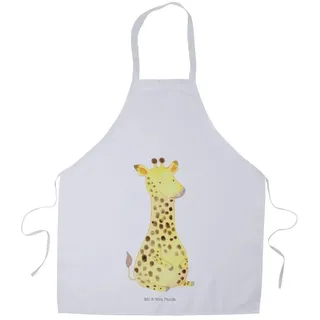 Mr. & Mrs. Panda Kochschürze Giraffe Zufrieden, Kochschürze, Weiß, Schürze, Abenteuer, Zufrieden, (Packung), Barista Schürze Barkeeper Schürze Grillmeister Schürze weiß