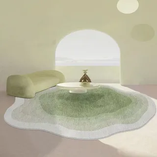 ENEN Teppich Wohnzimmer Teppich Farbverlauf Unregelmäßig Schlafzimmer Kurzflor Teppich Wohnzimmerteppich Waschbarer Teppich Anti-Rutsch Unterseite (80x120cm,Salbei Grün)