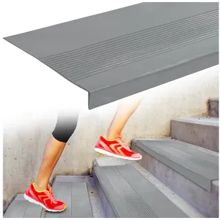 ANRO Stufenmatte Stufenschutz aus Gummi Treppenschutz Treppenmatte, Eckig, mit Rillen Größe 30x60cm - rutschischer & anpassbar grau 30 cm x 60 cm