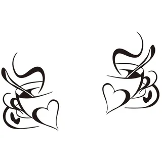 Hemobllo Kaffeetasse Wandaufkleber Herz Design Abnehmbar Wasserdicht Diy Vinyl Wandtattoo Küche Wohnzimmer Fenster Spiegel 15.7X11 Zoll