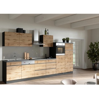 Held Möbel Küchenzeile Turin 360 cm Wotaneiche-Graphit ohne E-Geräte