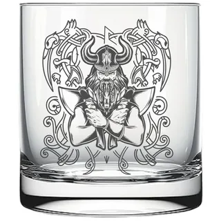 Whiskyglas mit Wikinger-Motiv, 6 Designs zur Auswahl, personalisiert im Glasboden mit Text oder Namen, Tumbler für Whisky, Geschenkidee mit Lasergravur